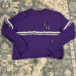 Colorado Rockies Women's Purple Long Sleeve Crop Tee